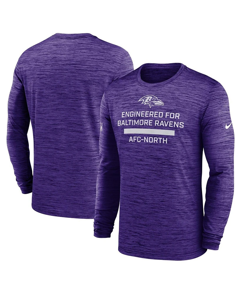 Nike Men's Purple Baltimore Ravens Sideline Velocity Performance Long Sleeve T-Shirt