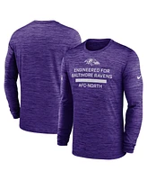 Nike Men's Purple Baltimore Ravens Sideline Velocity Performance Long Sleeve T-Shirt