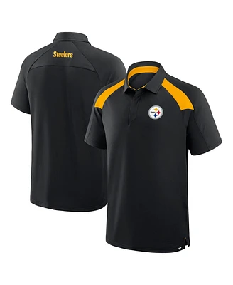 Fanatics Men's Black Pittsburgh Steelers Back Around Raglan Polo Shirt