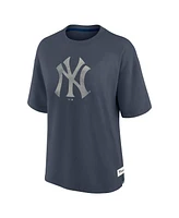 Fanatics Women's Blue New York Yankees Oversized Elements Raw Edge Future Ground T-Shirt