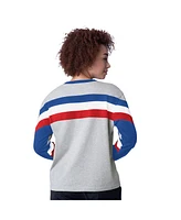 Starter Women's Heather Gray Chicago Cubs Triple A Fashion Color Block Long Sleeve Top