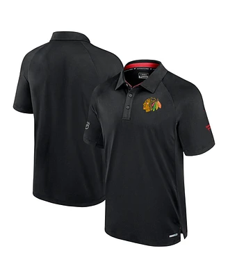Fanatics Men's Black Chicago Blackhawks Authentic Pro Rink Raglan Polo Shirt