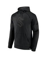 Fanatics Men's Seattle Kraken Black Ice Defender Raglan Pullover Hoodie