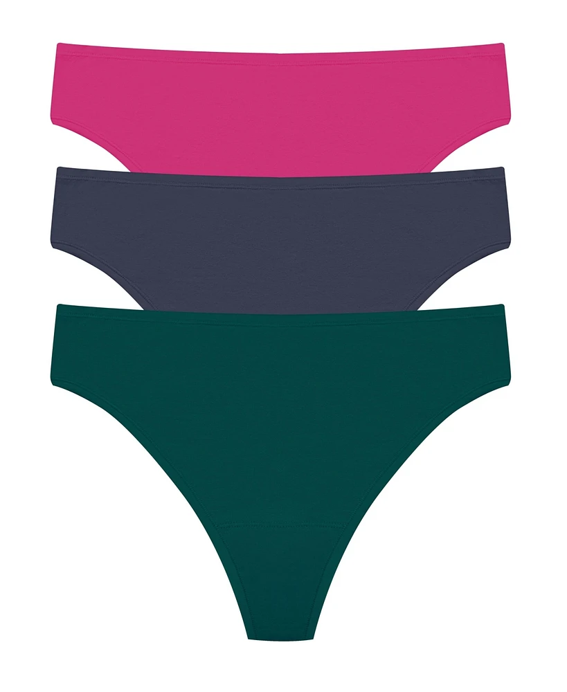 Natori Women's Bliss Bare Cotton Thong 3 Pack
