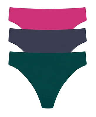 Natori Women's Bliss Bare Cotton Thong 3 Pack