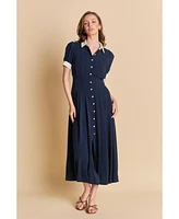 English Factory Women's Pleated Shirt Midi Dress