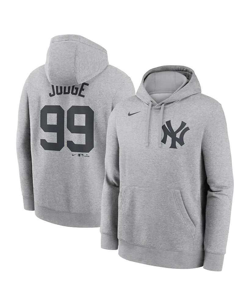 Nike Men's Aaron Judge Heather Gray New York Yankees Player Name Number Club Fleece Pullover Hoodie