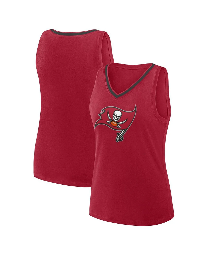 Logo Athletic Women's Red Tampa Bay Buccaneers Stellar Win V-Neck Tank Top