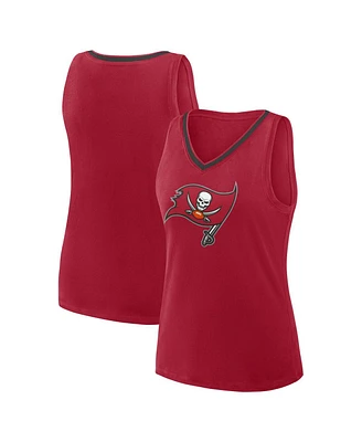 Logo Athletic Women's Red Tampa Bay Buccaneers Stellar Win V-Neck Tank Top