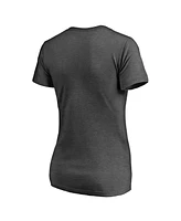 Fanatics Mto Label Women's Ash Atlanta Braves Charcoal Stack V-Neck T-Shirt