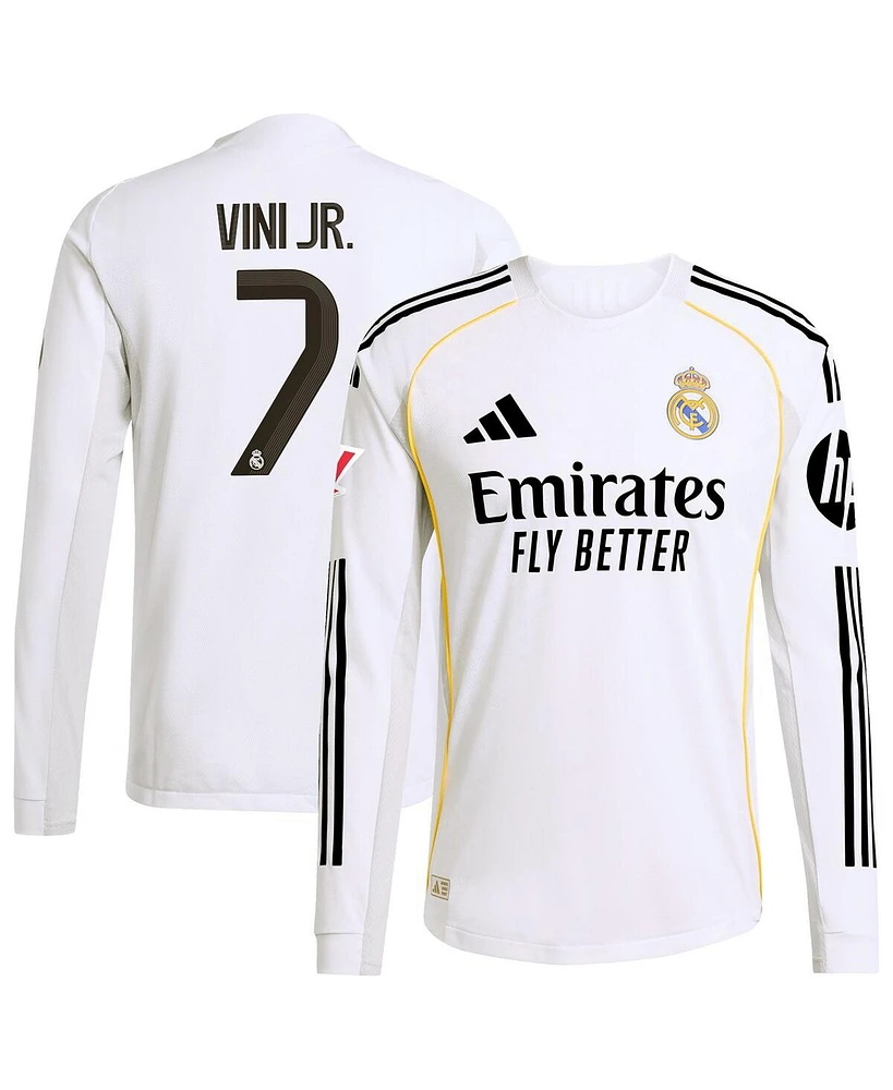 Adidas Men's Vini Jr. White Real Madrid 2025/26 Home Authentic Long Sleeve Jersey