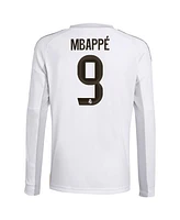 Adidas Big Boys and Girls Kylian Mbappe White Real Madrid 2025/26 Home Replica Long Sleeve Jersey