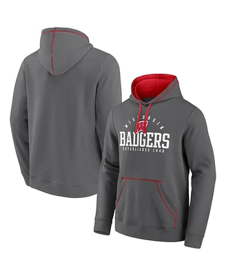 Fanatics Men's Gray Wisconsin Badgers Toppler Fleece Pullover Hoodie