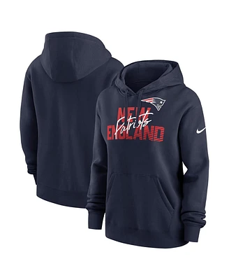 Nike Women's Navy New England Patriots Wordmark Club Fleece Pullover Hoodie