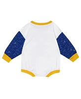 Mitchell & Ness Baby Boys and Girls White Golden State Warriors Hardwood Classics Posterboard Oversize Long Sleeve Bodysuit