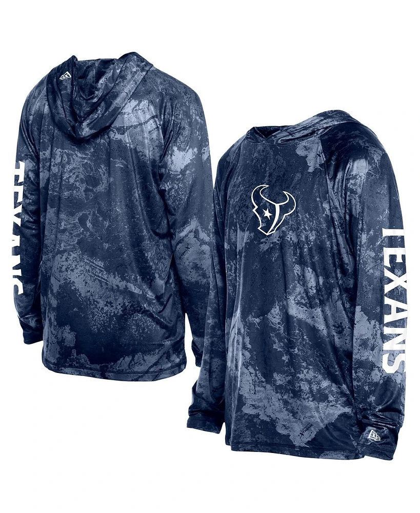 New Era Men's Navy Houston Texans Realtree Xtreme Camo Raglan Long Sleeve Hooded T-Shirt