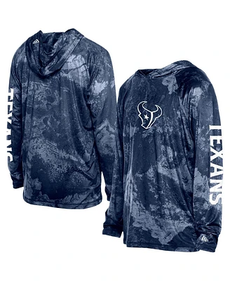 New Era Men's Navy Houston Texans Realtree Xtreme Camo Raglan Long Sleeve Hooded T-Shirt