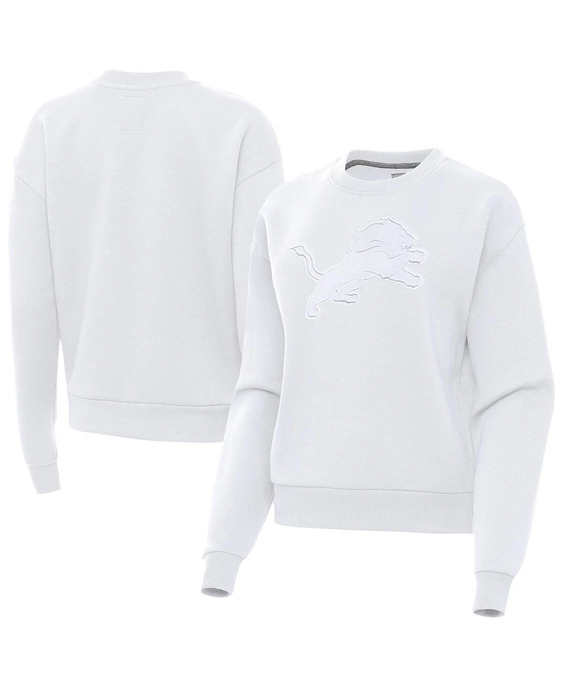 Antigua Women's White Detroit Lions Victory Pullover Sweatshirt