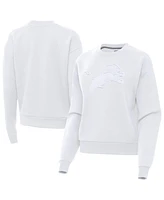 Antigua Women's White Detroit Lions Victory Pullover Sweatshirt