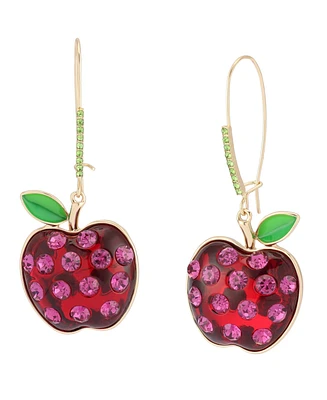 Betsey Johnson Faux Stone Straight Apple Dangle Drop Earrings