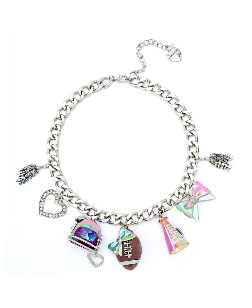 Betsey Johnson Faux Stone Kick Off Football Charm Bib Necklace