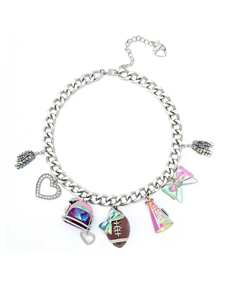 Betsey Johnson Faux Stone Kick Off Football Charm Bib Necklace