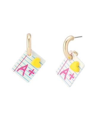 Betsey Johnson Back to School A+ Grade Charm Huggie Earrings