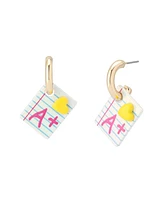Betsey Johnson Back to School A+ Grade Charm Huggie Earrings