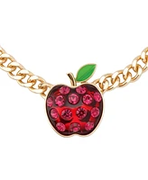 Betsey Johnson Faux Stone Straight Apple Curb Chain Pendant Necklace