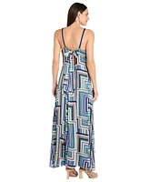 R & M Richards Women's Sleeveless Shirred-Collar Maxi Dress