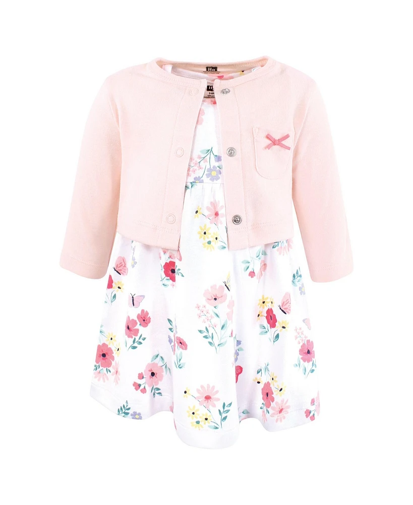 Hudson Baby Girls Cotton Dress and Cardigan Set