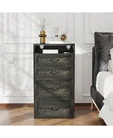Vlsrka Flip-top vanity desk with mirror and stool.
