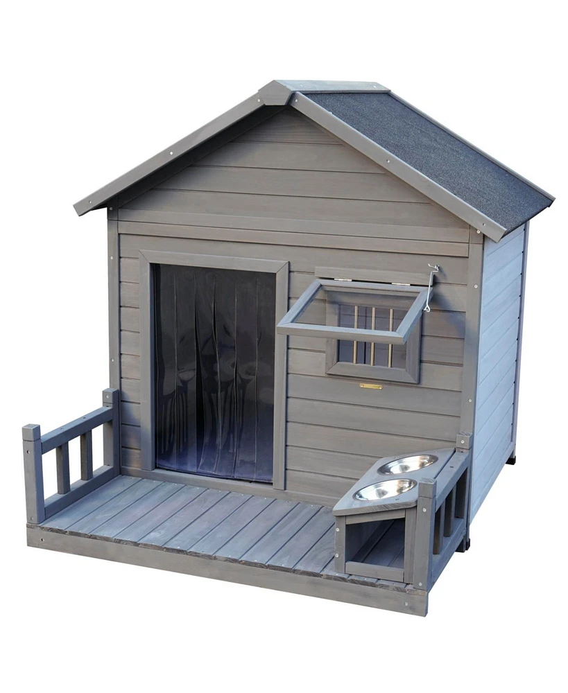 Streamdale Furniture Large Balcony Dog House with Terrace & Cleaning Mat