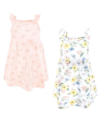 Hudson Baby Girls Cotton Dresses, Soft Butterfly Floral