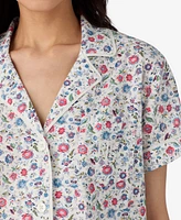 Lauren Ralph Petite Short Sleeve Notch Collar Boxer Pajama Set