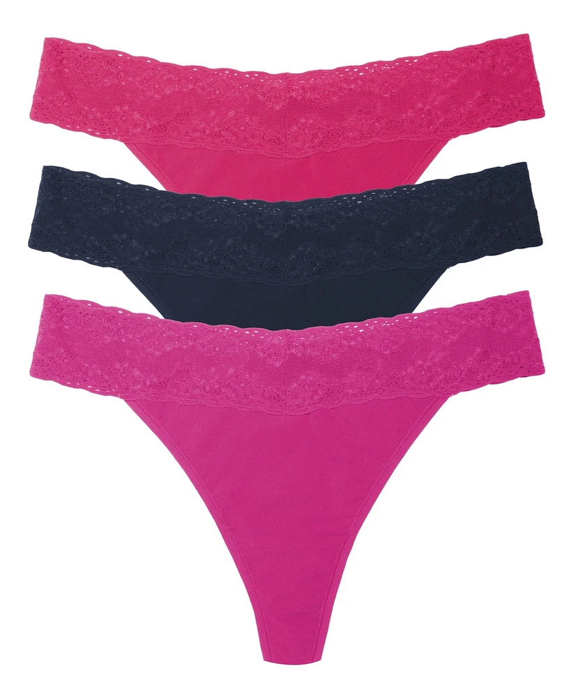 Natori Women's Bliss Perfection Cotton Stretch One Thong 3PK