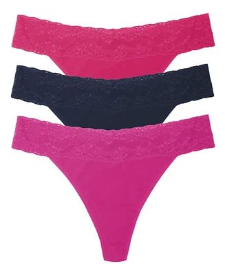 Natori Women's Bliss Perfection Cotton Stretch One Thong 3PK