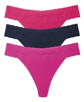 Natori Women's Bliss Perfection Cotton Stretch One Thong 3PK
