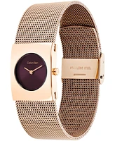 Calvin Klein Women's Rose Gold Tone Stainless Steel Mesh Bracelet Watch, 21.5mm