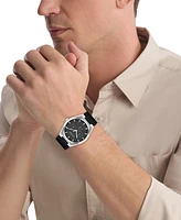 Calvin Klein Men's Black Leather Strap Watch, 39mm