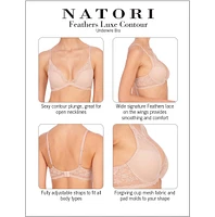 Natori Women's Feathers Luxe Plunge T-Shirt Underwire Bra