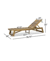 Acacia Wood Chaise Lounge With Adjustable Seating