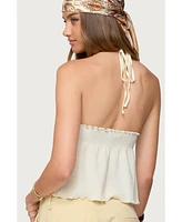 Edikted Women's Textured Iridescent Babydoll Halter Top
