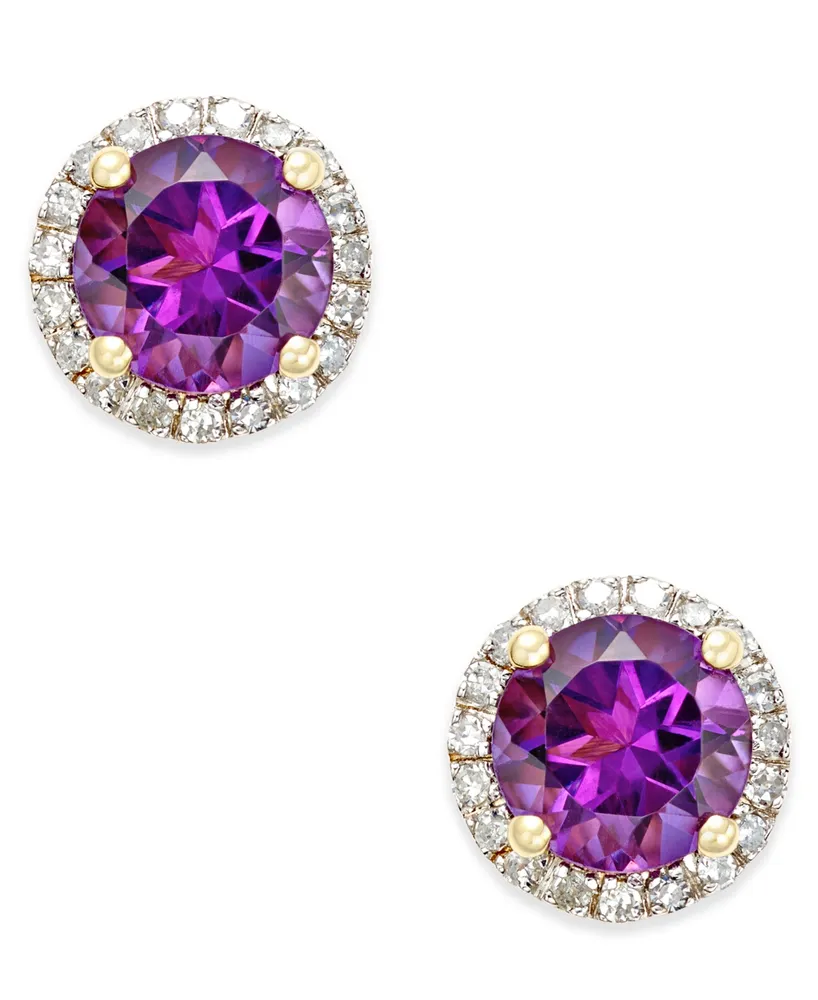 Mystic Topaz (1-3/4 ct. t.w.) and Diamond (1/6 Round Stud Earrings 14k White Gold