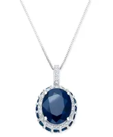 Sapphire (3-9/10 ct. t.w.) and White Sapphire (1/6 ct. t.w.) Pendant Necklace in 10k White Gold