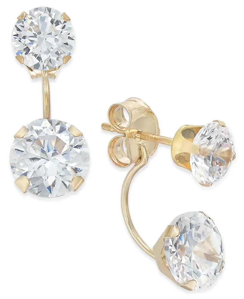 Cubic Zirconia Peekaboo Front and Back Earrings in 10k Gold