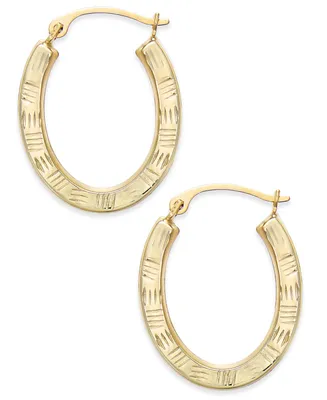 Textured Oval Hoop Earrings in 10k Gold