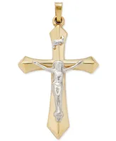 Two-Tone Crucifix Pendant in 14k Gold and White Gold - Two