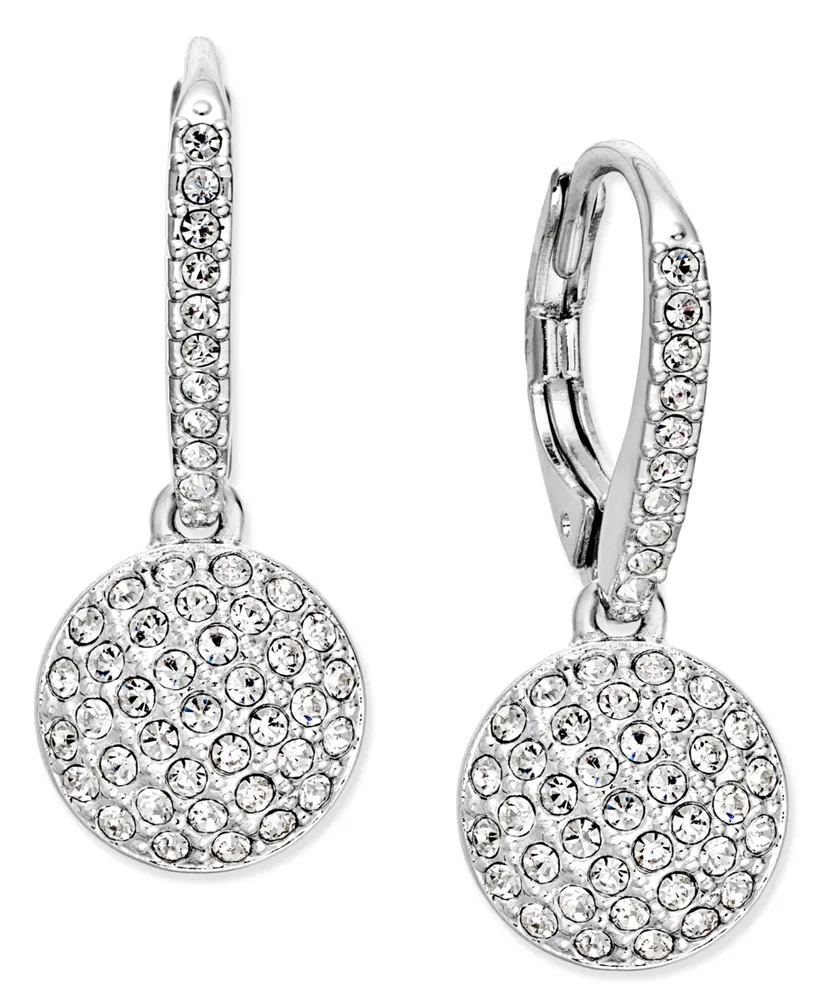 Eliot Danori Rose Gold-Tone Pave Disc Drop Earrings, Created for Macy's