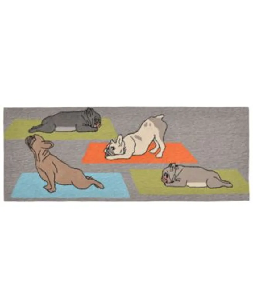 Liora Manne Front Porch Indoor Outdoor Yoga Dogs Heather Area Rug